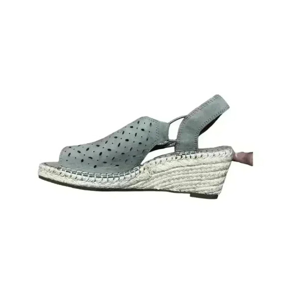 Clarks Artisan‎ Leather Petrina Gail Espadrille Wedge Sandal Sage Color - Picture 8 of 11